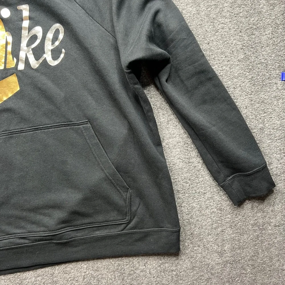 Nike Hoodie Womens 2X Black Gold Silver Graphic Logo Pullover CI1775-010 - Picture 4 of 16